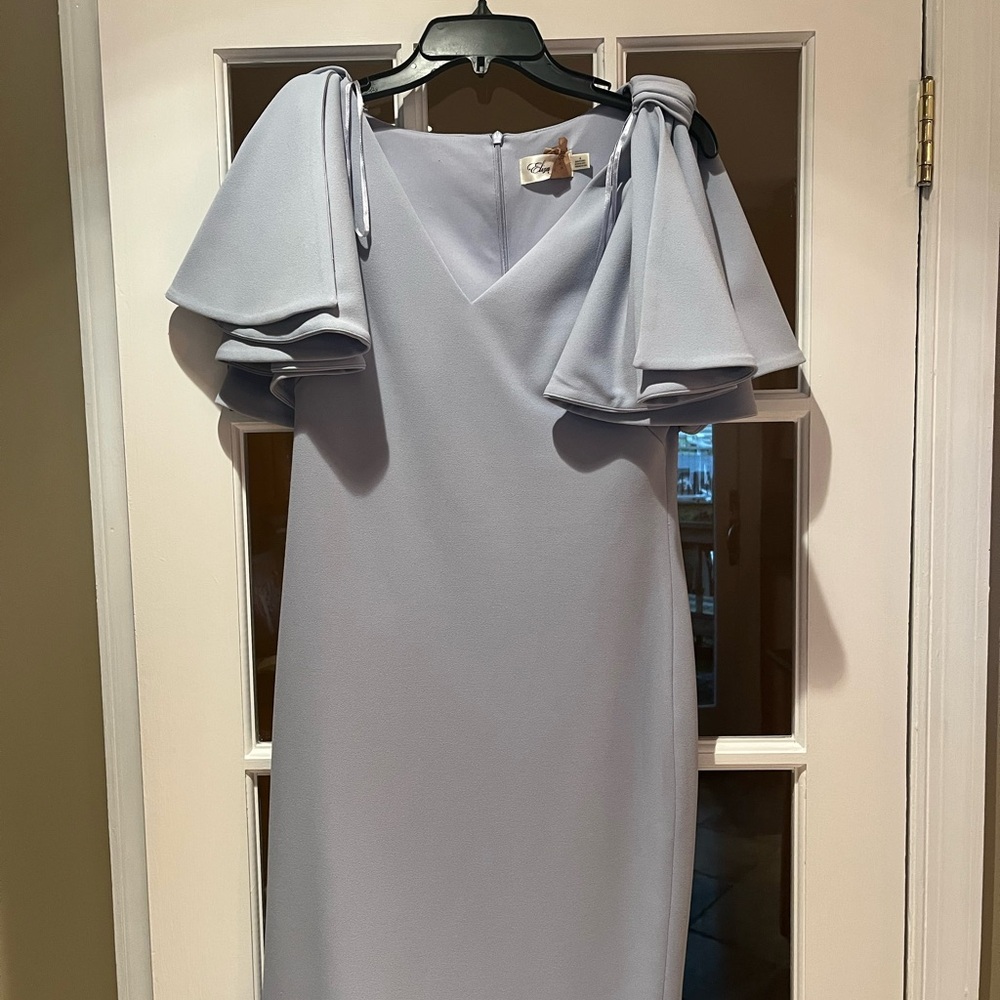Elegant Light Blue Fancy Shoulders Dress